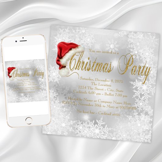 Weihnachtsmannmütze Snowflake Weihnachts-Party Einladung