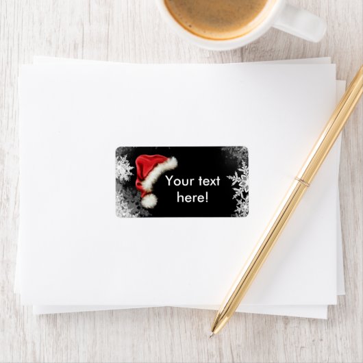 Weihnachtsmannmütze Snowflake Weihnachtsfeiertag Adressaufkleber (Insitu)