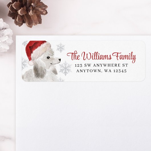 Weihnachtsmannmütze Snowflake White Poodle Rücksen