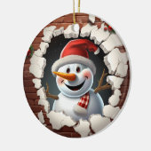 Weihnachtsmannmütze Snowman - 3D Keramik Ornament (Links)