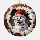 Weihnachtsmannmütze Snowman - 3D Keramik Ornament (Hinten)