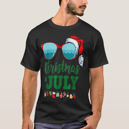 Weihnachtsmannmütze Sonnenbrille Sommer Weihnachte T-Shirt (Vorderseite)