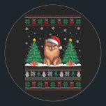 Weihnachtsmannmütze Spitz Dog Christmas Tree Light Runder Aufkleber<br><div class="desc">Weihnachtsmannmütze Spitz Hund Weihnachtsbaum Lichter Ugly Sweater</div>