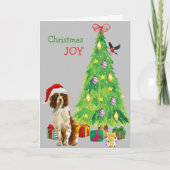 Weihnachtsmannmütze Springer Spaniel und Weihnacht Feiertagskarte (Vorderseite)