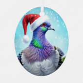 Weihnachtsmannmütze-Taube in sinkendem Schnee Weih Ornament Aus Metall (Vorderseite)