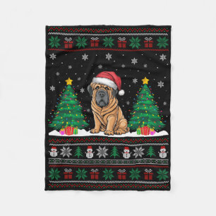 Weihnachtsmannmütze Tibetan Mastiff Dog Xmas Tree  Fleecedecke