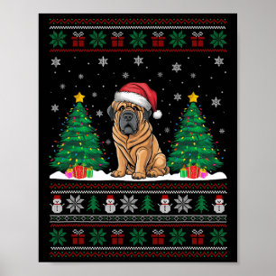 Weihnachtsmannmütze Tibetan Mastiff Dog Xmas Tree  Poster
