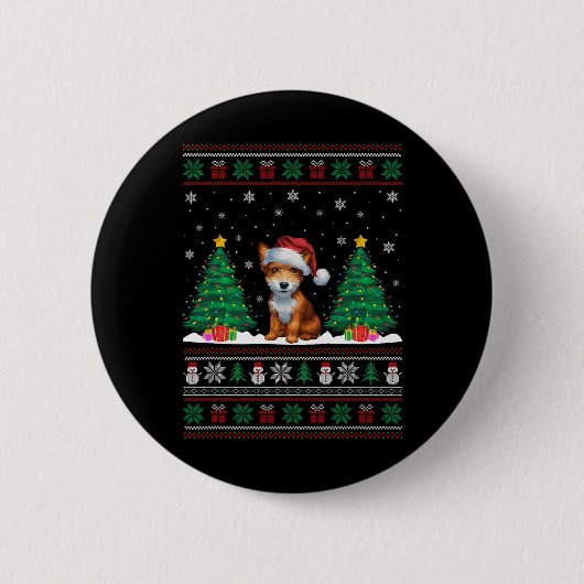 Weihnachtsmannmütze Toy Fox Terrier Dog Xmas Tree Button (Vorderseite)