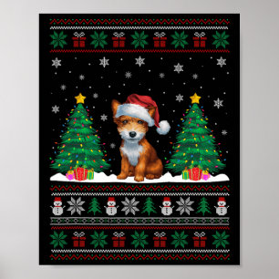 Weihnachtsmannmütze Toy Fox Terrier Dog Xmas Tree Poster