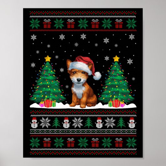 Weihnachtsmannmütze Toy Fox Terrier Dog Xmas Tree Poster (Vorne)