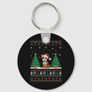 Weihnachtsmannmütze Toy Fox Terrier Dog Xmas Tree Schlüsselanhänger