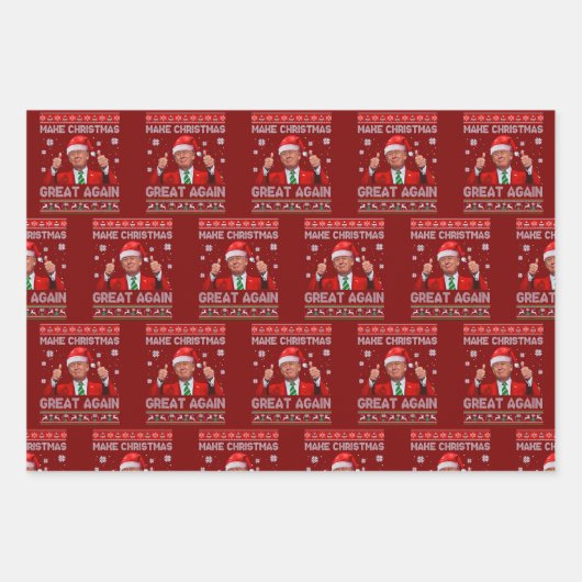 Weihnachtsmannmütze Trump, Trump macht Weihnachten Geschenkpapier Set (Vorderseite 2)
