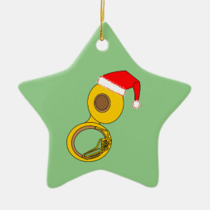 Weihnachtsmannmütze Tuba Keramik Ornament
