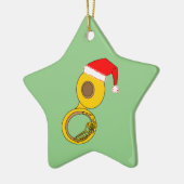 Weihnachtsmannmütze Tuba Keramik Ornament (Links)