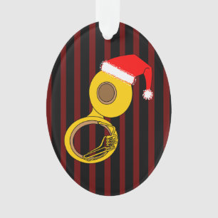 Weihnachtsmannmütze Tuba Streifen Ornament