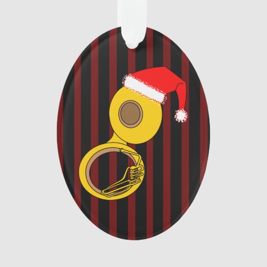 Weihnachtsmannmütze Tuba Streifen Ornament (Vorderseite)