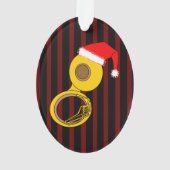 Weihnachtsmannmütze Tuba Streifen Ornament (Rückseite)
