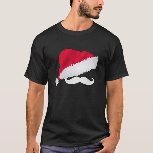 Weihnachtsmannmütze-u. Schnurrbart-T-Shirt T-Shirt (Vorderseite)