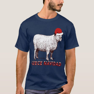 Weihnachtsmannmütze und Pun-Fleece der Schafe Navi T-Shirt