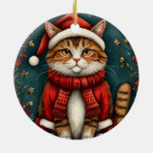 Weihnachtsmannmütze und Scarf Keramik Ornament (Hinten)