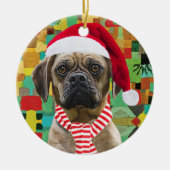 Weihnachtsmannmütze und Scarf mit Foto Weihnachtsh Keramik Ornament (Vorne)