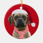 Weihnachtsmannmütze und Scarf mit Foto Weihnachtsh Keramik Ornament (Vorne)