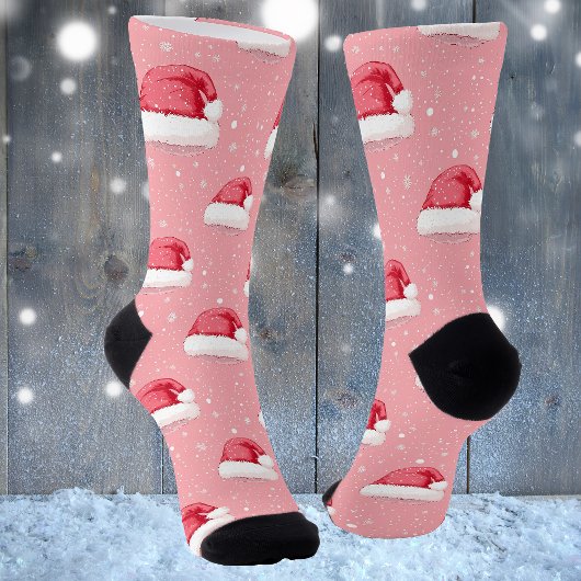 Weihnachtsmannmütze und Schneeflocke Socken