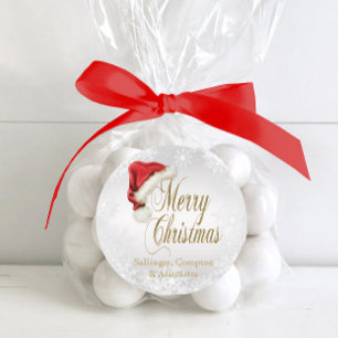 Weihnachtsmannmütze und Snowflake Weihnachtsaufkle Runder Aufkleber