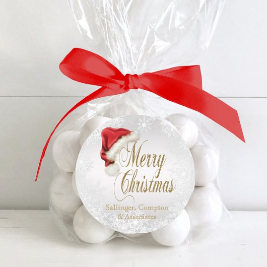 Weihnachtsmannmütze und Snowflake Weihnachtsaufkle Runder Aufkleber