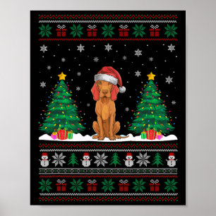 Weihnachtsmannmütze Vizsla Hund Weihnachtsbaum Lic Poster