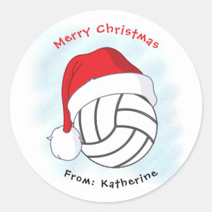 Weihnachtsmannmütze Volleyball Frohe Weihnachten Runder Aufkleber