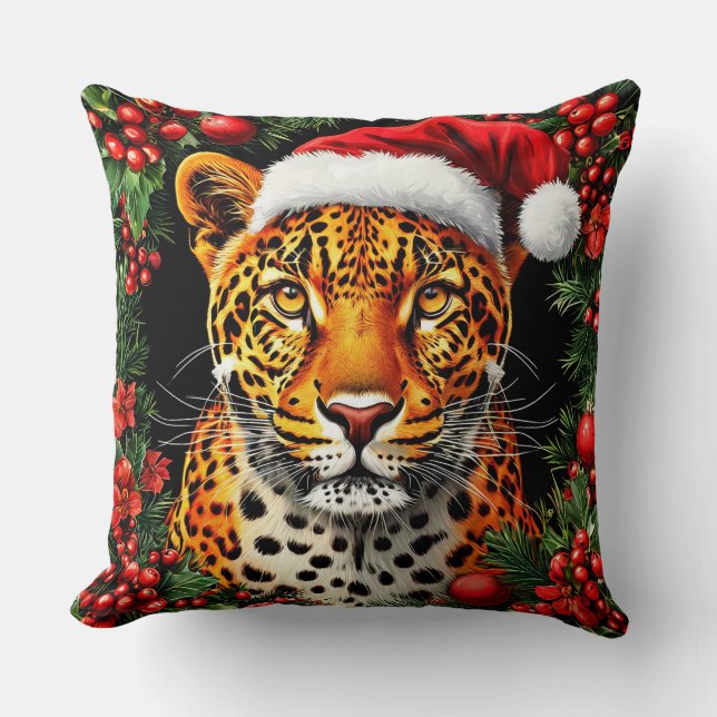 Weihnachtsmannmütze von festem Leopard Kissen (Vorderseite)