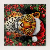 Weihnachtsmannmütze von festem Leopard Puzzle (Horizontal)