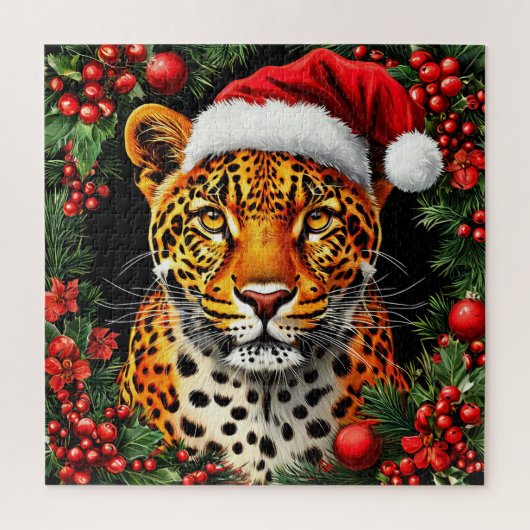 Weihnachtsmannmütze von festem Leopard Puzzle (Vertikal)
