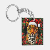 Weihnachtsmannmütze von festem Leopard Schlüsselanhänger (Vorderseite links)