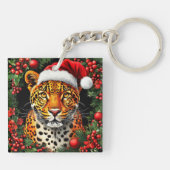 Weihnachtsmannmütze von festem Leopard Schlüsselanhänger (Rückseite)