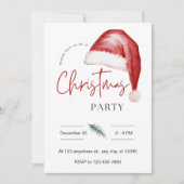 Weihnachtsmannmütze Watercolor Weihnachten Party E Einladung (Vorderseite)