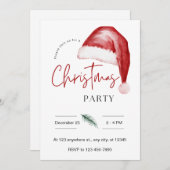 Weihnachtsmannmütze Watercolor Weihnachten Party E Einladung (Vorne/Hinten)