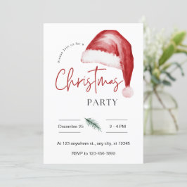 Weihnachtsmannmütze Watercolor Weihnachten Party E Einladung