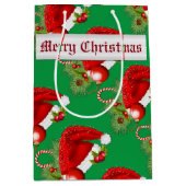 Weihnachtsmannmütze Weihnachts-Grün-Geschenktasche Mittlere Geschenktüte (Vorderseite)