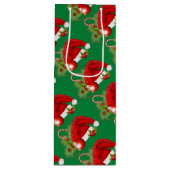Weihnachtsmannmütze Weihnachts-Grün-Weinbeutel Geschenktüte Für Weinflaschen (Vorderseite)