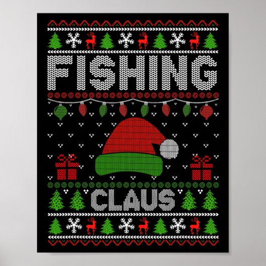 Weihnachtsmannmütze Weihnachts Light Fishing Claus Poster (Vorne)
