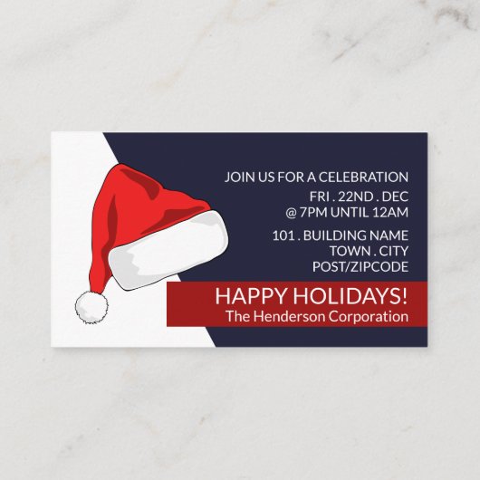 Weihnachtsmannmütze, Weihnachts-Party Begleitkarte (Rückseite)