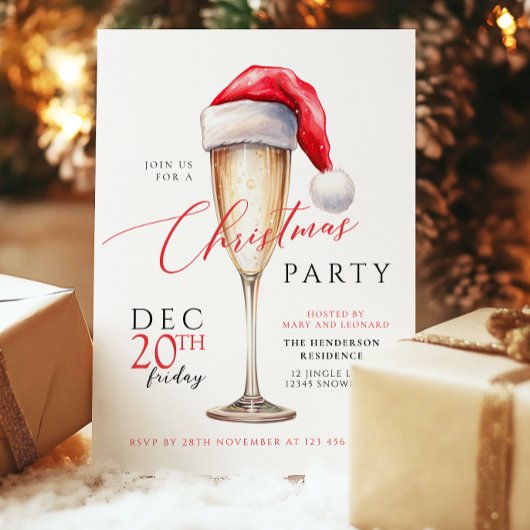 Weihnachtsmannmütze Weihnachts-Party Einladung