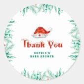 Weihnachtsmannmütze Weihnachtsdusche Vielen Dank f Runder Aufkleber (Vorderseite)