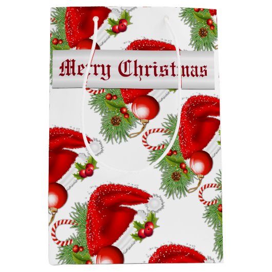 Weihnachtsmannmütze Weihnachtsgeschenktasche Mittlere Geschenktüte (Vorderseite)