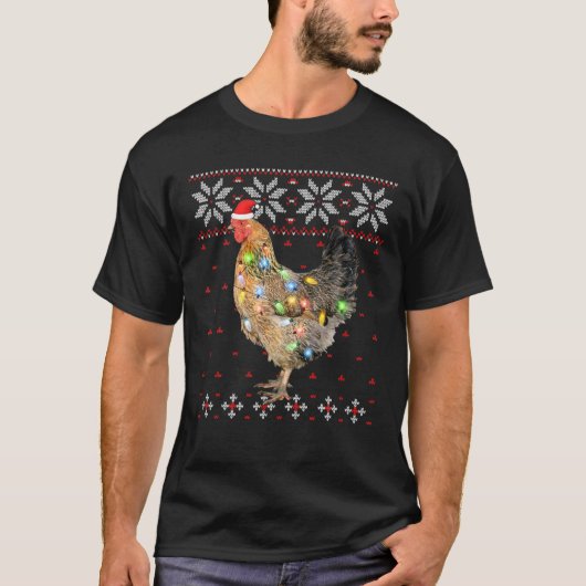 Weihnachtsmannmütze Weihnachtslicht Hühnchen, Weih T-Shirt (Vorderseite)