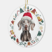 Weihnachtsmannmütze Weimaraner Weihnachtsfotografi Keramik Ornament (Links)
