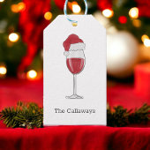 Weihnachtsmannmütze Weinglas Personalisiert Feiert Geschenkanhänger