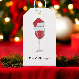 Weihnachtsmannmütze Weinglas Personalisiert Feiert Geschenkanhänger
